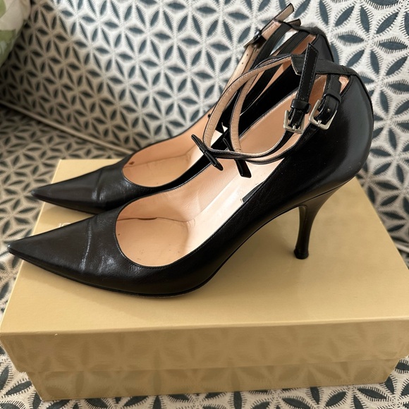 Sergio Rossi classic bow ankle heels black leather 39 - Picture 4 of 9